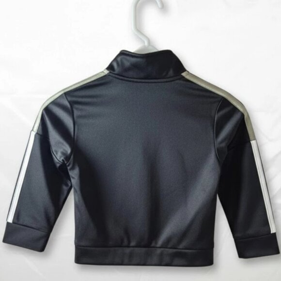 Adidas Jacket Boys Size 5 Logo Black Full Zip Stripes - Picture 3 of 6